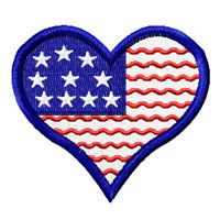 Patriotic Heart Machine Embroidery Design
