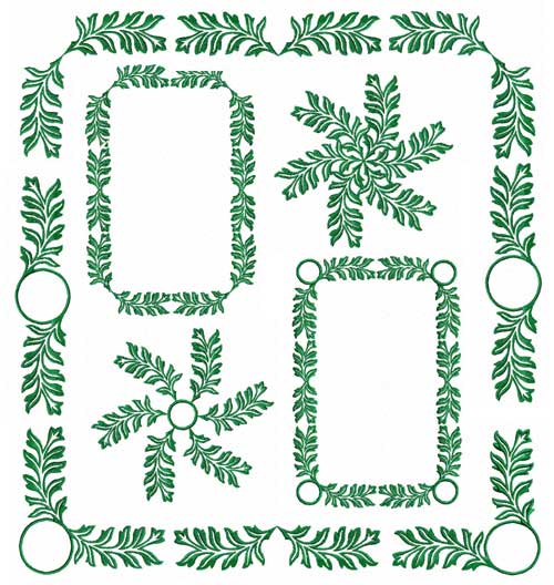 Green Leaves Ornaments Machine Embroidery Designs set