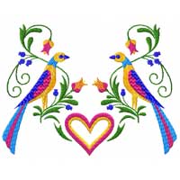 Birds, Hearts and Flowers Machine Embroidery Design