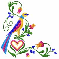 Birds, Hearts and Flowers Machine Embroidery Design