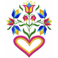 Birds, Hearts and Flowers Machine Embroidery Design