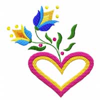 Birds, Hearts and Flowers Machine Embroidery Design