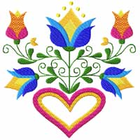 Birds, Hearts and Flowers Machine Embroidery Design