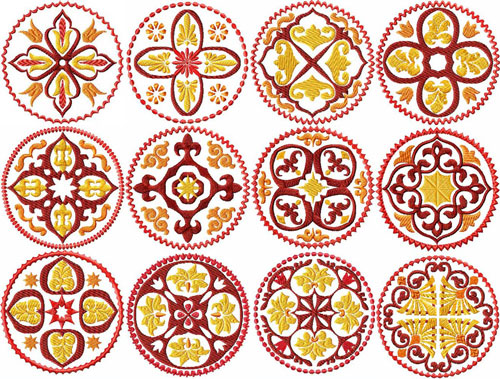 Oriental Quilt Blocks 12 Machine Embroidery Designs 4x4 and 5x5