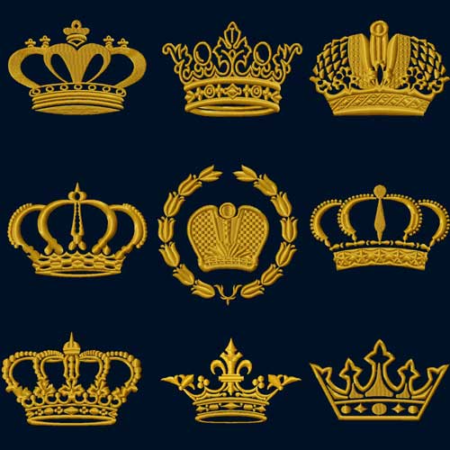 Crowns 9 Machine Embroidery Designs set 