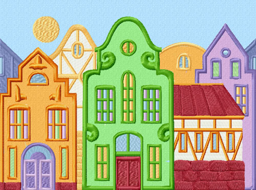 Fantasy Town Machine Embroidery Designs