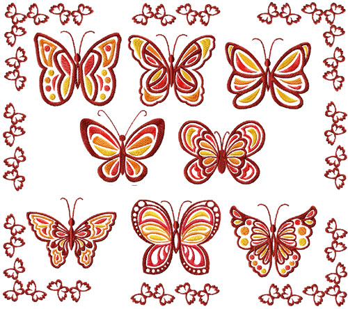 Fantasy Butterflies 10 Machine Embroidery Designs and Applique set 4x4 