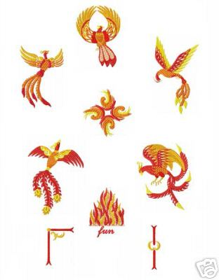 Feng Shui Fenix Phoenix  Machine Embroidery Designs set