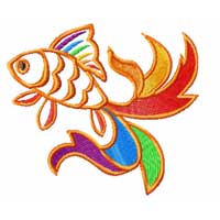 Feng Shui Rainbow Gold Fish Machine Embroidery Designs