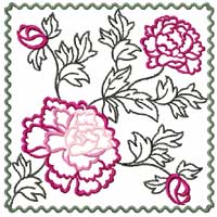 Peony Flowers Machine Embroidery Design