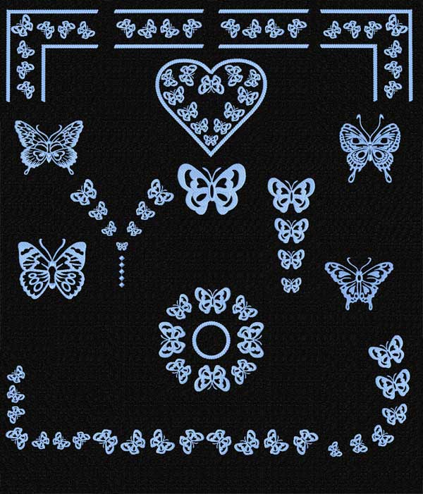 Butterfly Ornaments Machine Embroidery Designs set