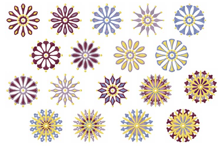 Circle Quilt Motifs/Blocks 18 Machine Embroidery Designs 4x4