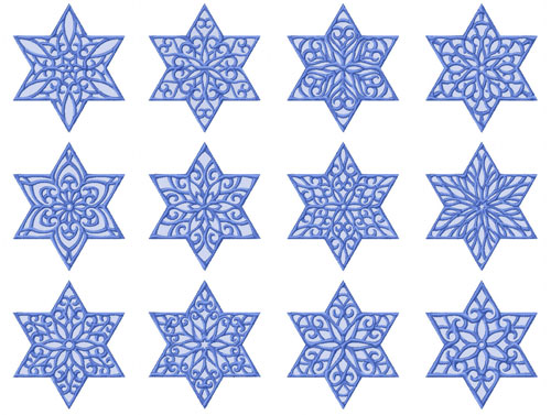 Lacy Stars of David 12 Machine Embroidery Designs set 4x4