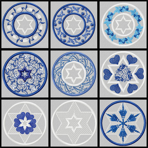 Stars of David 9 Quilt Blocks Machine Embroidery Designs set 4x4