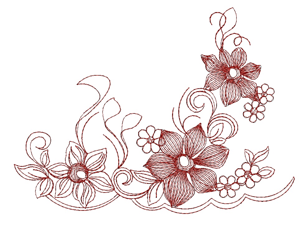 Border Embroidery Pattern festoon    Machine Embroidery design 01