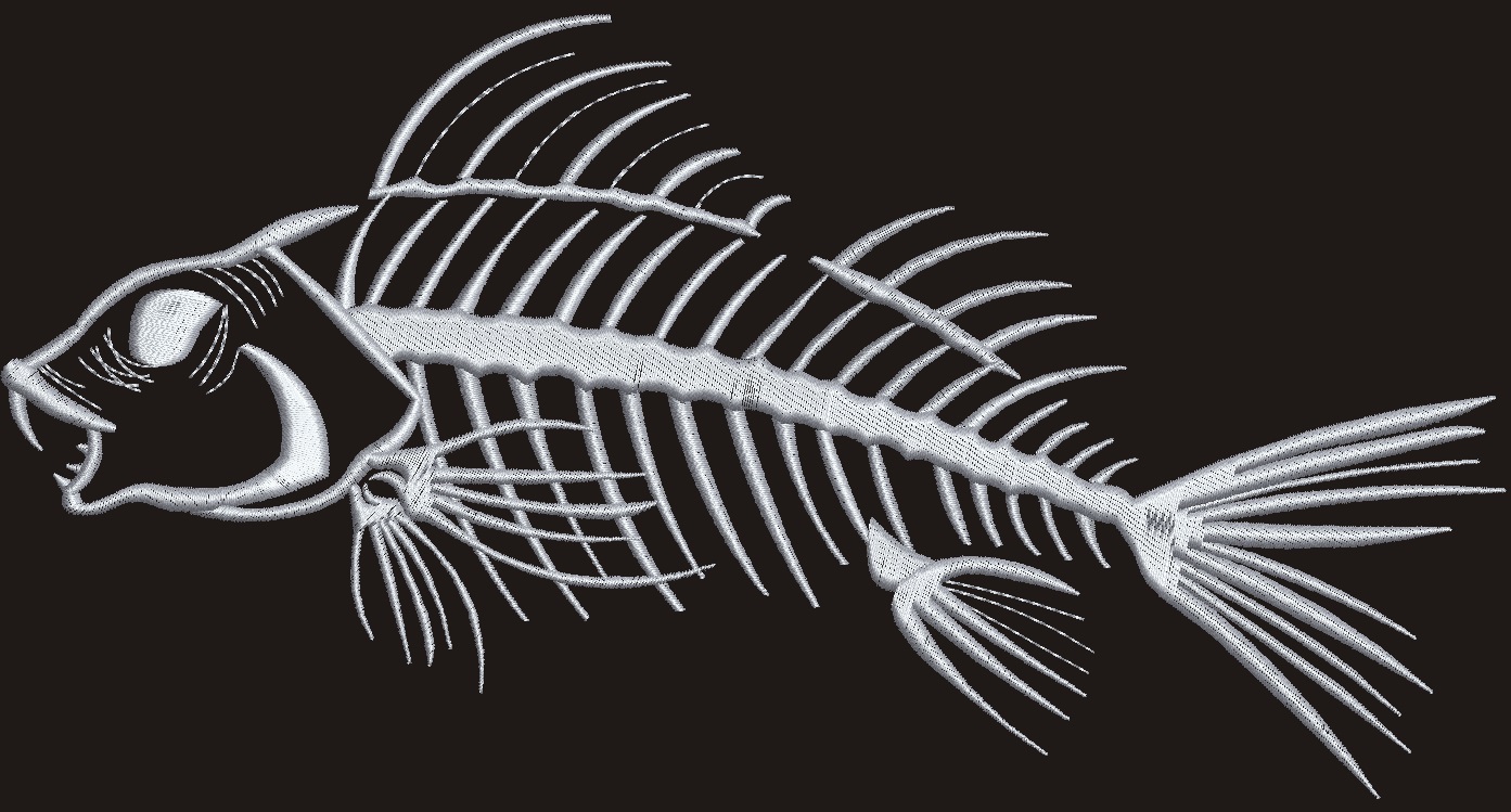 Fish skeleton Fisherman embroidery design