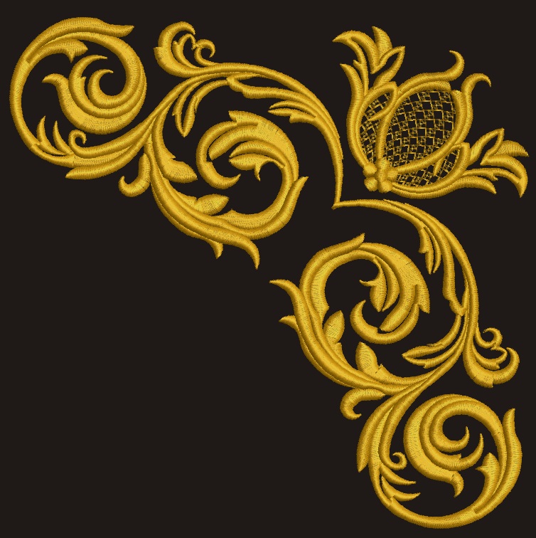 corner baroque pattern border Machine Embroidery Design