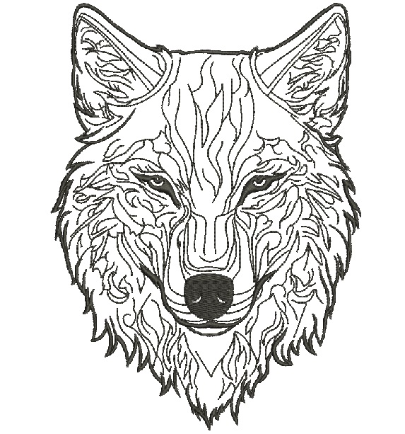 Wolf  machine embroidery design, instantly download