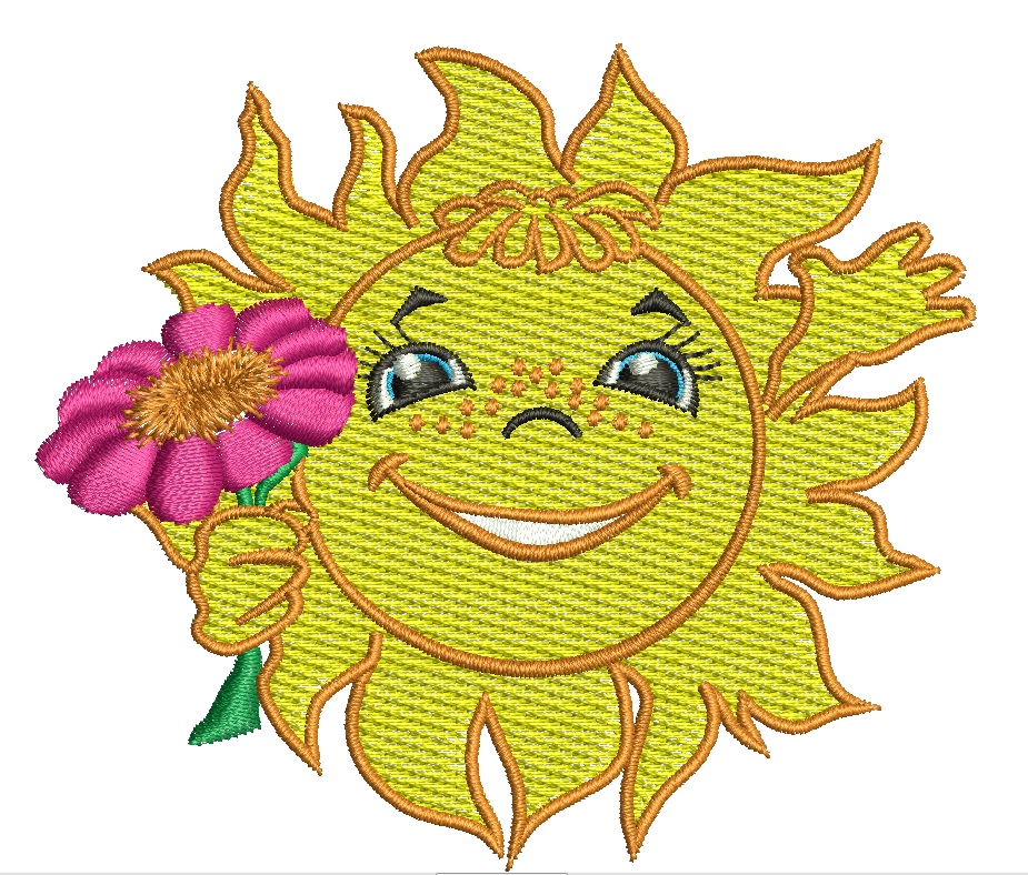 Fun sun and red flower  Machine Embroidery design 