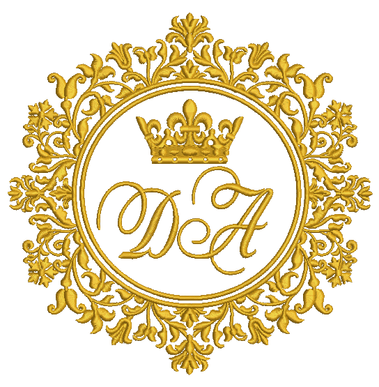 Floral ornament  frame and crown Machine Embroidery Design, letters not included  