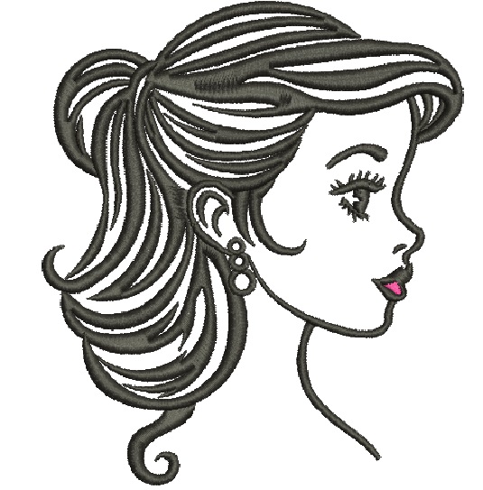 Girl Princess Head Silhouette Machine embroidery design   instantly download 