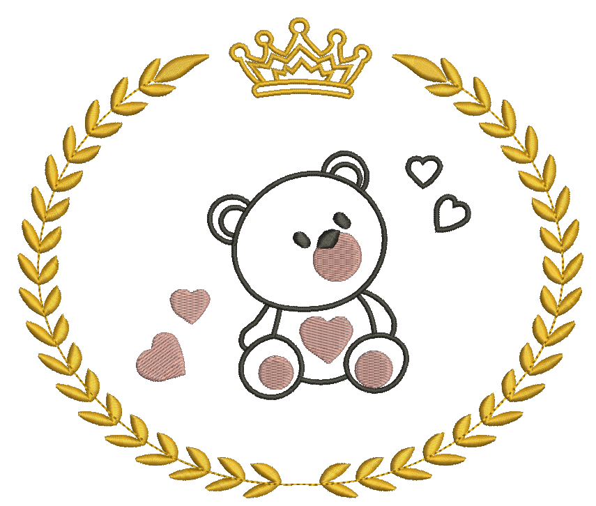 Bear and crown Machine Embroidery Design 