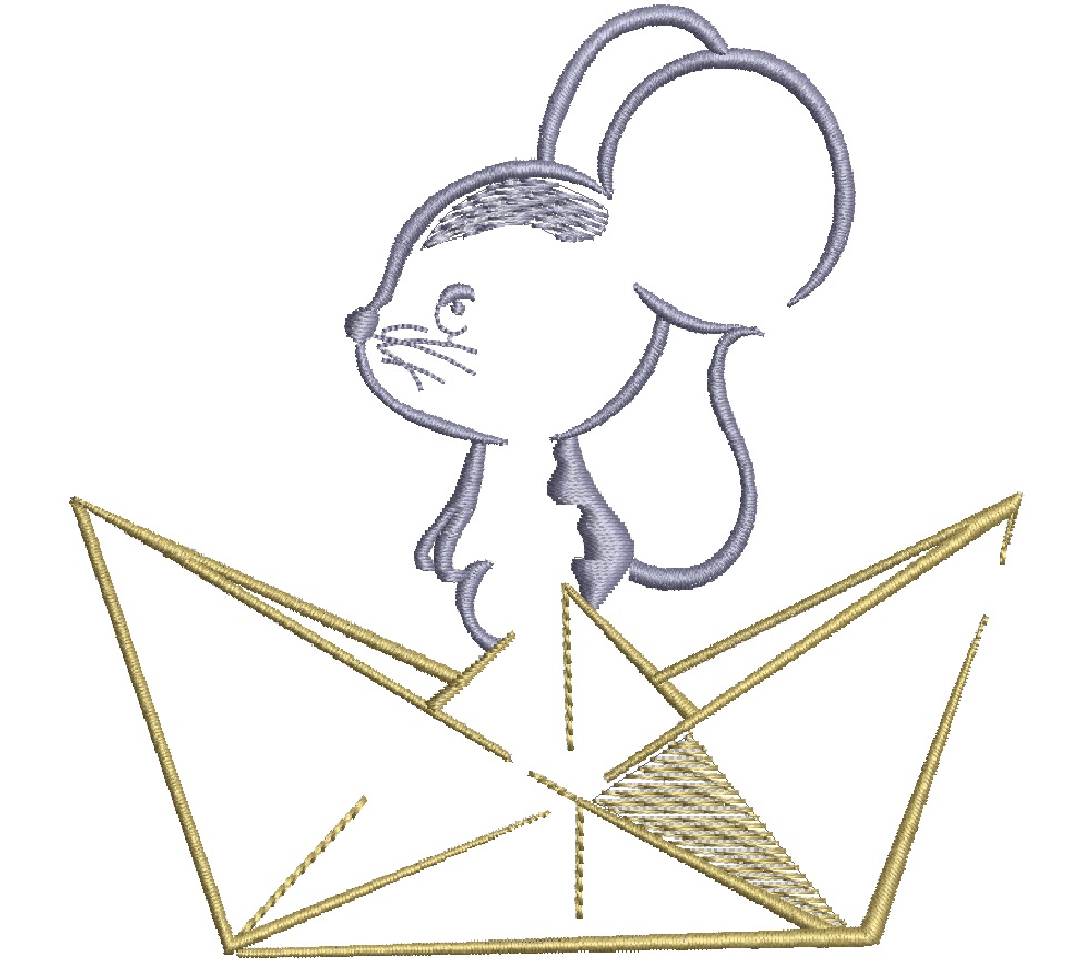 Mouse in a paper boat Machine Embroidery Design tested  