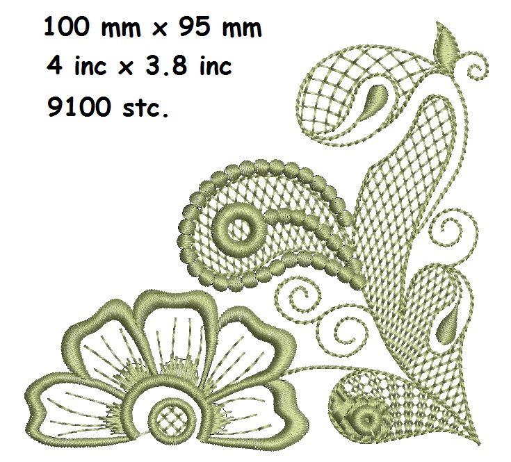 Fantastic flower embroidery design - a set of three designs 