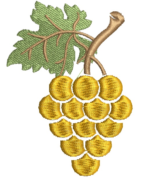 Bunch of grapes and leaves   Machine Embroidery Design 