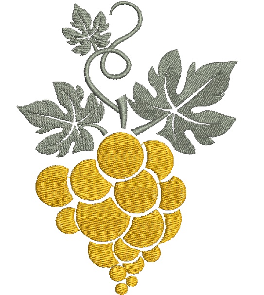 Bunch of grapes and leaves Machine Embroidery Design 