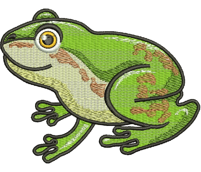 Green Frog  Embroidery Machine Embroidery Design, Instant Download 