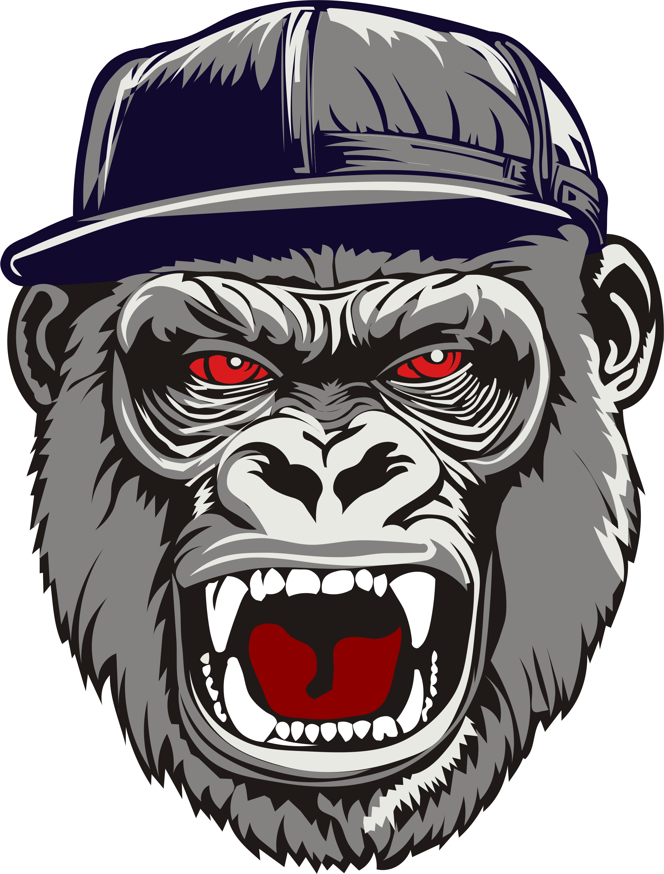 Angry gorilla  in a cap  SVG. dxf, PNG. EPS. jpg big size , instantly download 