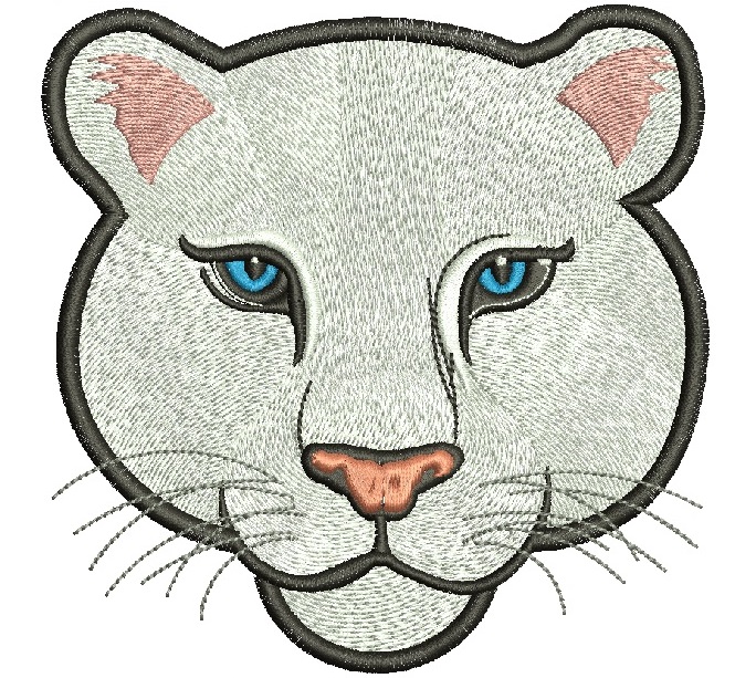 Wild cat white puma Machine Embroidery Designs, instantly download 