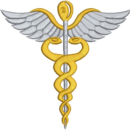 Caduceus Embroidery, Medical Pattern, Healthcare Design 