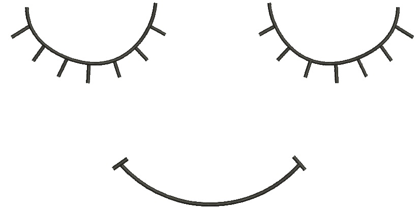 Smile and closed eyes / Muzzle for embroidery on clothes or dolls Instant Download 
