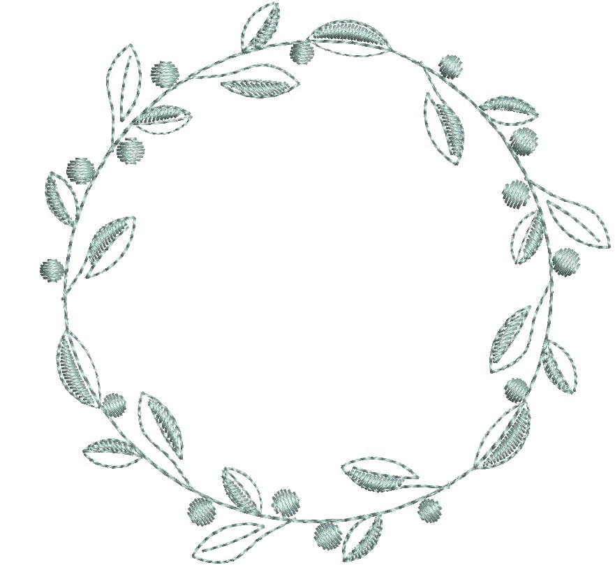 Simple, light design - floral wreath, open space for a logo or monogram. letters not included , Custom Monogram  Machine embroidery designs 