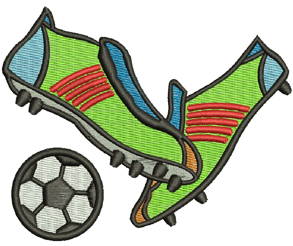 Football soccer sneakers and ball Machine Embroidery Design 06062025