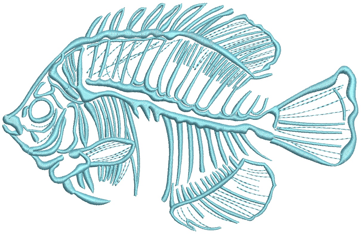 Fish skeleton embroidery design 