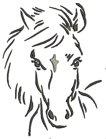 A horse's head, flying mane - Machine Embroidery Design  