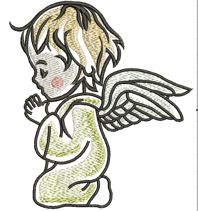 Cute angel with wings Machine Embroidery Design 