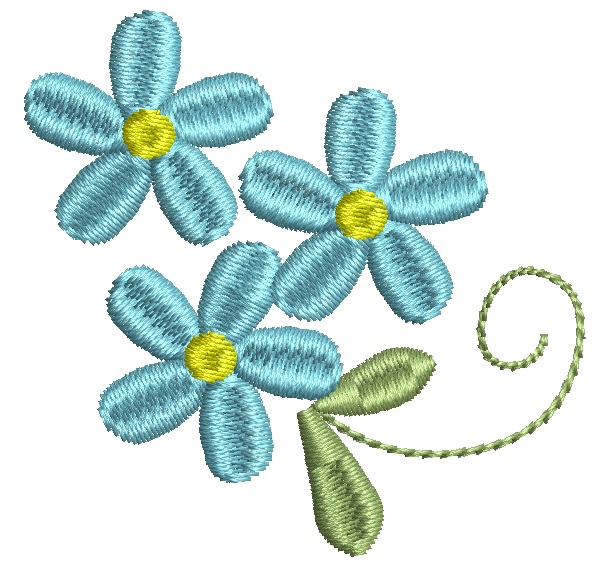 The simple little twig of forget-me-not Machine embroidery design,   design tested. 