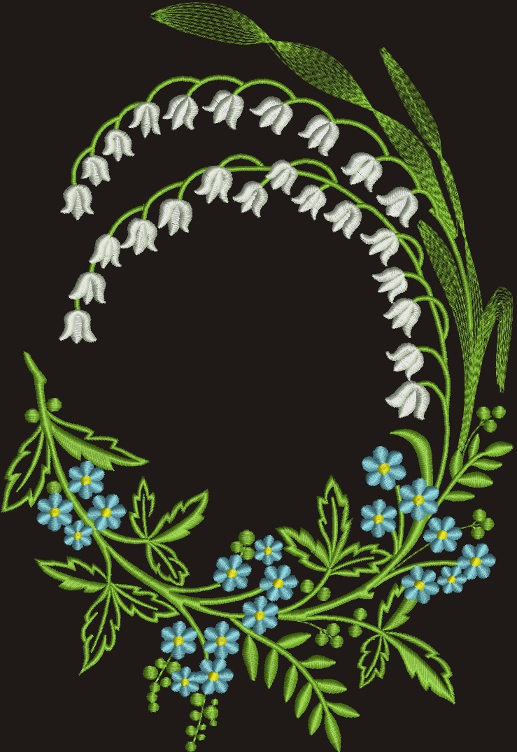 Floral Monogram Frame – Lilies of the Valley & Forget-Me-Nots –   design tested  