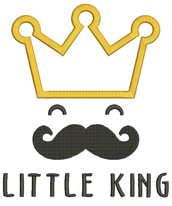 Crown and black mustache, aplique little king Machine Embroidery Designs, instantly download 