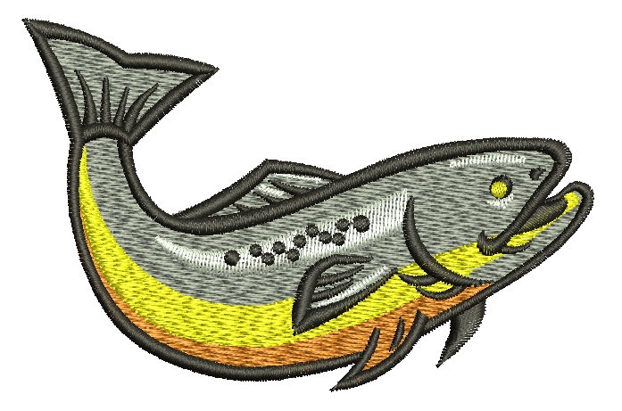 Trout Fisherman. Machine Embroidery Design, Instant Download 