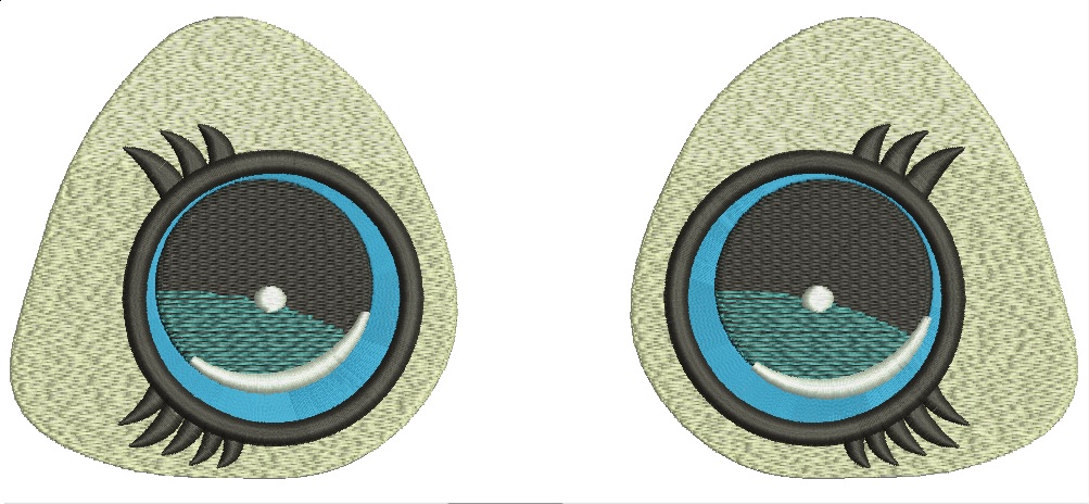 Big Blue Eye Machine Embroidery Designs for Plush Toy (Pair: Left & Right), Instant Download 