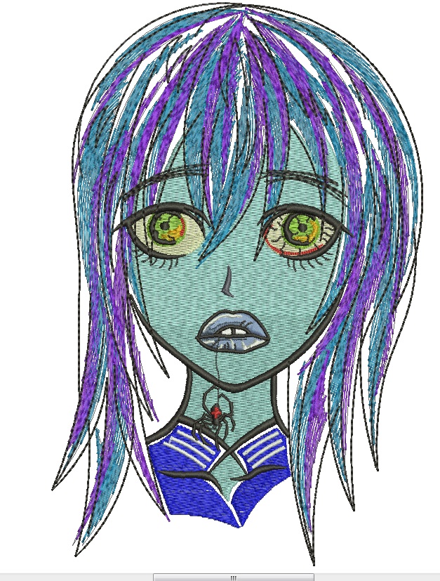 Zombie Girl. Machine Embroidery Design, Instant Download 