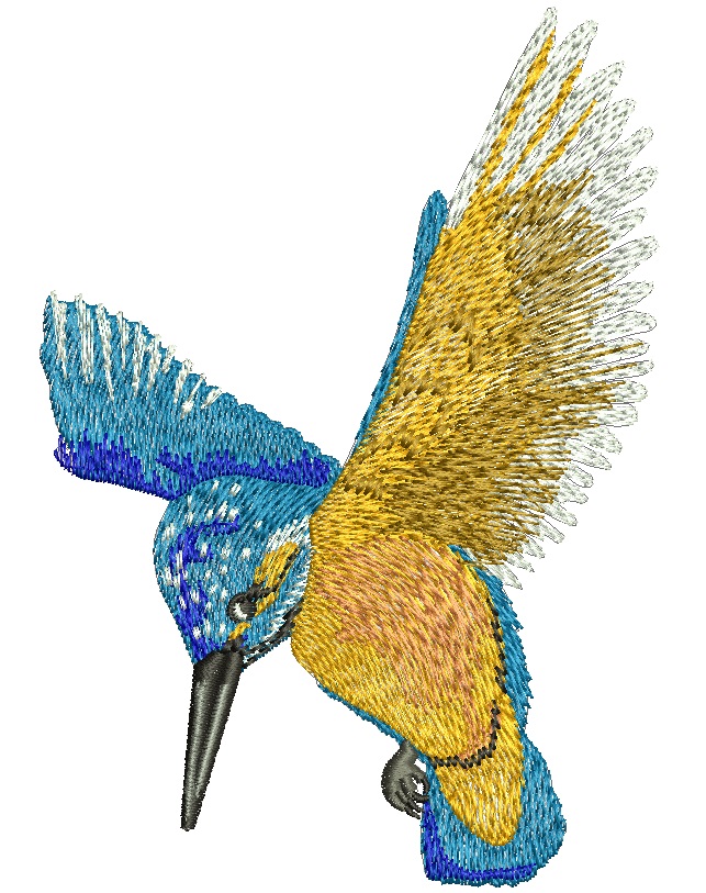 Kingfisher halcyon machine embroidery design 
