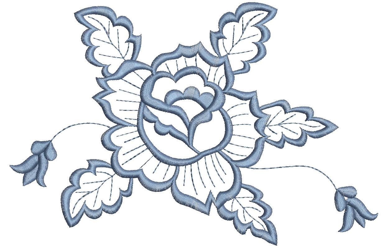 Flower and leaves machine embroidery design 