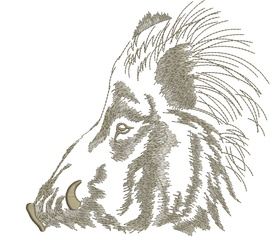 Wild boar head machine embroidery design 