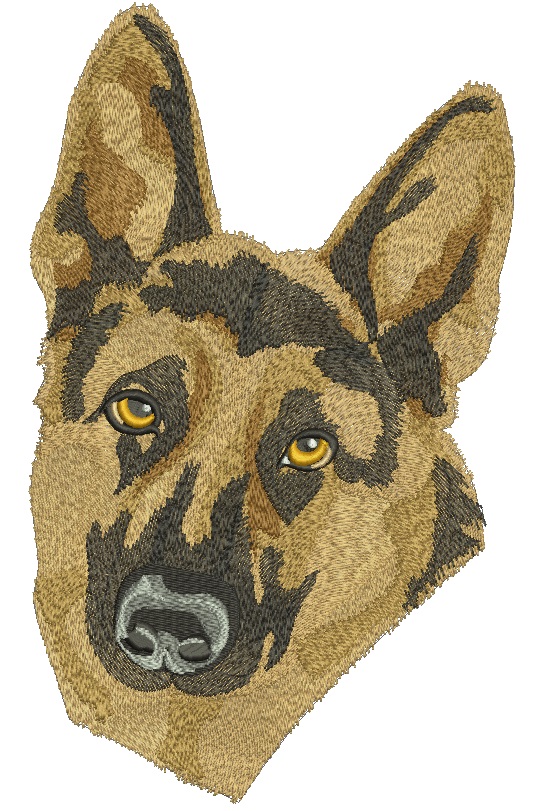 Realistic German Shepherd - dense machine embroidery design 